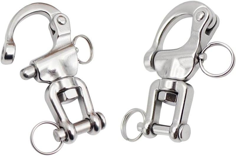 Bedrug Snap Shackle Quick Release 316 Stainless Steel Jaw Swivel Snap Shackle Heavy Duty Marine Sailboat Shackles for Sailing Halyard, Sailing Rigging 2pcs - Image 1